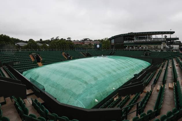 2nd July 2025; All England Lawn Tennis and Croquet Club, London, England; Wimbledon Tennis Tournament, Day 3; Heavy rain pours down at Wimbledon on day three as court 3 is covered  ActionPlus12807824 JohnxPatrickxFletcher