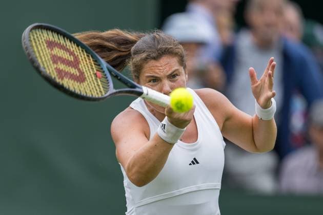 250702 Ulrikke Eikeri of Norway competes in a second round singles tennis match during day 3 of Wimbledon on July 2, 2025 in London . Photo: Petter Arvidson BILDBYRAN kod PA PA1047 tennis wimbledon day 3 bbeng jubel Copyright: PETTERxARVIDSON BB250702PA024