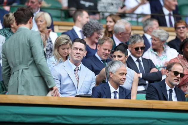 RECORD DATE NOT STATED 02.07.2025 Wimbledon TENIS TENNIS GWIAZDY NA TURNIEJU TENISOWYM John Cena, Idris Elba and Priyanka Chopra Jonas in the Royal Box during Wimbledon 2025 tournament. FOT. MARCIN CHOLEWINSKI NEWSPIX.PL --- Newspix.pl  029A2437