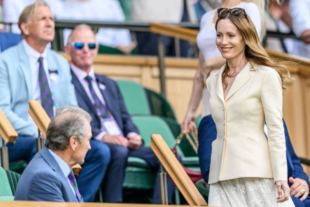250702 Leslie Mann in the stands during day 3 of Wimbledon on July 2, 2025 in London . Photo: Petter Arvidson BILDBYRAN kod PA PA1047 tennis wimbledon day 3 bbeng Copyright: PETTERxARVIDSON BB250702PA068