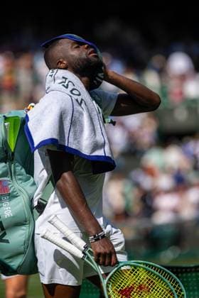Tennis - Wimbledon Championship 2025 - Day 3 LONDON, ENGLAND - Wednesday, July 2, 2025: Frances Tiafoe (USA) reacts after losing during the Gentlemen s Singles 2nd Round on Day Three of The Championships Wimbledon 2025 at the All England Lawn Tennis and Croquet Club. (Photo by Kirsten Holst Propaganda) LONDON All England Lawn Tennis and Croquet Club GREATER LONDON ENGLAND  Copyright: xKirstenxHolstx 2025-07-02-033-Wimbledon_Day_3