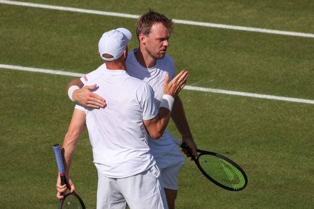 Kevin Krawietz, Tim Puetz (Kappe) jubeln nach dem Sieg,Jubel,Freude,Emotion, Herren Doppel, Gentlemen s Doubles Tennis - Wimbledon 2025 - Grand Slam ITF ATP, Tennis Herren WTA, Tennis Damen - AELTC - London - - Great Britain - 2 July 2025. Copyright: xJuergenxHasenkopfx