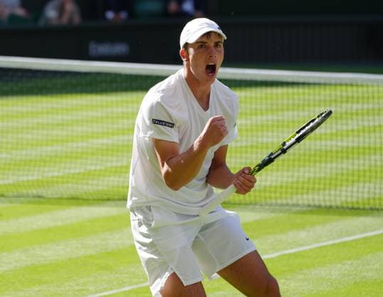 Tennis - 2025 Wimbledon Championships - Men™s Singles - Round Two - Oliver ˜Ollie™ Tarvet v Carlos Alcaraz All England Lawn Tennis & Croquet Club - Wednesday 2nd July 2025 Oliver ˜Ollie™ Tarvet of GBR celebrates a point 
