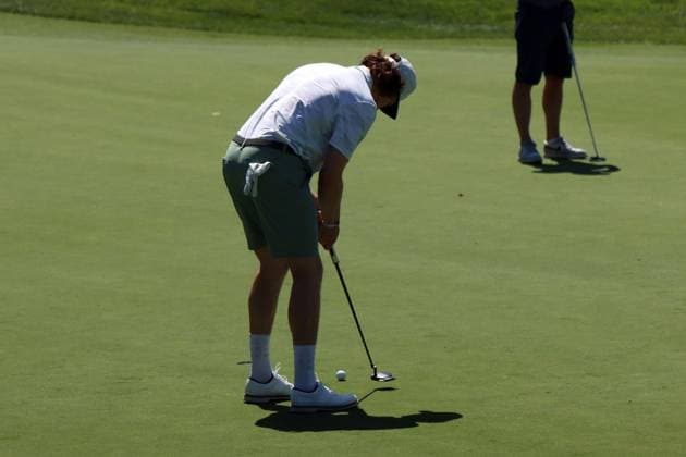 BMW International Open, Eichenried, 02.07.2025 Golf, BMW International Open, Eichenried, 02.07.2025, ProAm Turnier Bild: Moritz Seider (Eishockeyspieler) beim Putt Copyright: xBEAUTIFULxSPORTS NilsxKoepkex
