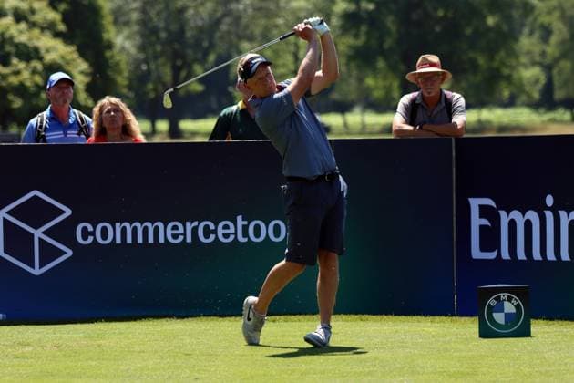 BMW International Open, Eichenried, 02.07.2025 Golf, BMW International Open, Eichenried, 02.07.2025, ProAm Turnier Bild: Luke Donald (Profigolfer), Abschlag Copyright: xBEAUTIFULxSPORTS NilsxKoepkex