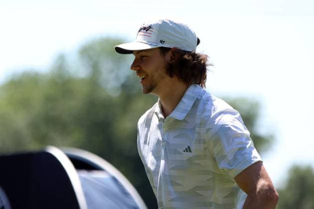 BMW International Open, Eichenried, 02.07.2025 Golf, BMW International Open, Eichenried, 02.07.2025, ProAm Turnier Bild: Moritz Seider (Eishockeyspieler) lacht Copyright: xBEAUTIFULxSPORTS NilsxKoepkex