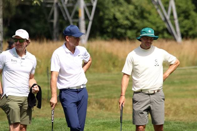 BMW International Open, Eichenried, 02.07.2025 Golf, BMW International Open, Eichenried, 02.07.2025, ProAm Turnier Bild: Martin Kaymer (Profigolfer, rechts), Oliver Bierhoff (ehemaliger Fußballspieler & Funktionär, neben Kaymer) Copyright: xBEAUTIFULxSPORTS NilsxKoepkex