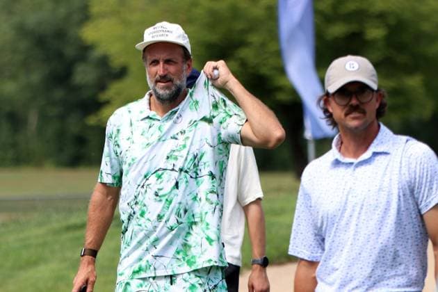 BMW International Open, Eichenried, 02.07.2025 Golf, BMW International Open, Eichenried, 02.07.2025, ProAm Turnier Bild: Paul Ripke (Fotograf & Filmemacher. links) und Wesley Bryan (Profigolfer) Copyright: xBEAUTIFULxSPORTS NilsxKoepkex