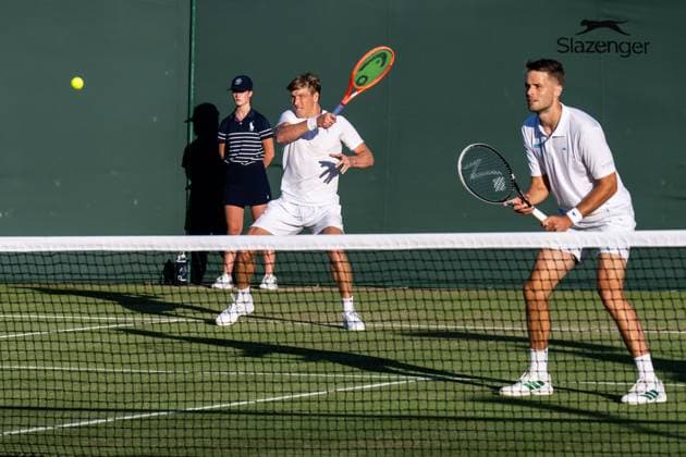 250702 AndrÃ Göransson of Sweden and Sem Verbeek of Netherlands competes in a second round doubles tennis match during day 3 of Wimbledon on July 2, 2025 in London . Photo: Petter Arvidson BILDBYRAN kod PA PA1047 tennis wimbledon day 3 bbeng sverige Copyright: PETTERxARVIDSON BB250702PA093