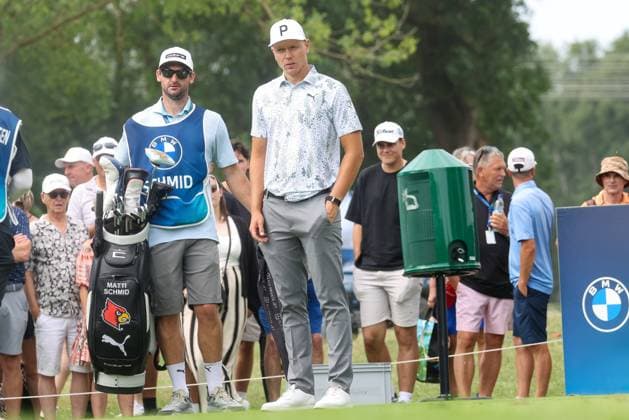 Matti Schmid (GER) am Abschlag,Tee 36. BMW International Open 2025, Golf, DP World Tour, Herren, Runde 1, 03.07.2025 Eichenried Bayern Deutschland