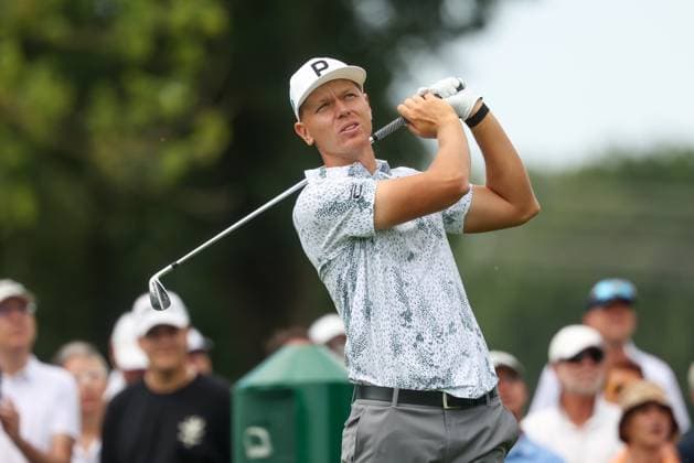 Matti Schmid (GER) am Abschlag,Tee 36. BMW International Open 2025, Golf, DP World Tour, Herren, Runde 1, 03.07.2025 Eichenried Bayern Deutschland