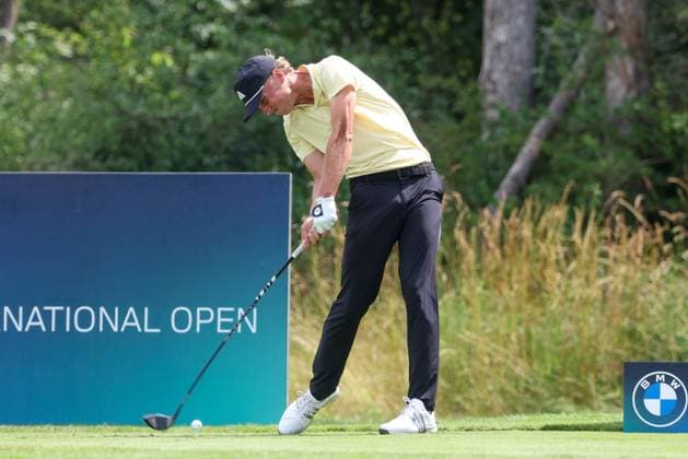 Tiger Christensen (GER) am Abschlag,Tee, 36. BMW International Open 2025, Golf, DP World Tour, Herren, Runde 1, 03.07.2025 Eichenried Bayern Deutschland