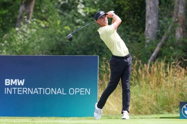Tiger Christensen (GER) am Abschlag,Tee, 36. BMW International Open 2025, Golf, DP World Tour, Herren, Runde 1, 03.07.2025 Eichenried Bayern Deutschland
