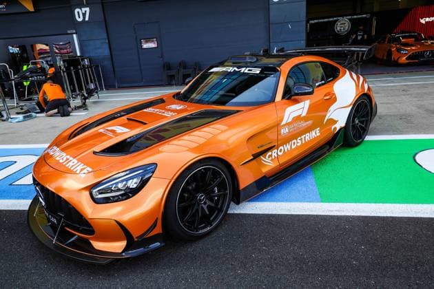F1 - BRITISH GRAND PRIX 2025 FIA Mercedes-AMG GT Black Series Safety Car with special livery during the Formula 1 Qatar Airways British Grand Prix 2025, 12th round of the 2025 FIA Formula One World Championship, WM, Weltmeisterschaft from July 4 to 6, 2025 on the Silverstone Circuit, in Silverstone, United Kingdom - SilverstoneUnited Kingdom  Copyright: xFLORENTxGOODENx