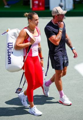 Aryna Sabalenka on the practice courts with Georgios Frangulis Wimbledon Tennis Championships, Day 4, The All England Lawn Tennis and Croquet Club, London, UK - 03 Jul 2025London The All England Lawn Tennis and United Kingdom  Copyright: xJavierxGarcia Shutterstockx 15382592w
