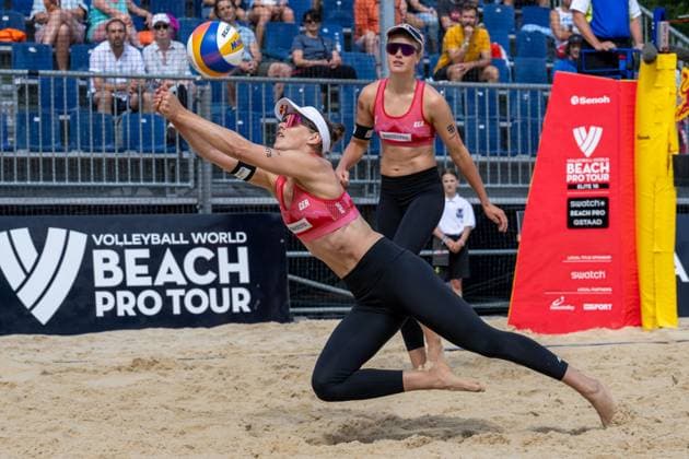 RECORD DATE NOT STATED Beach Pro Tour - Elite 16 Gstaad, 03.07.2025 Cinja Tillmann (GER), Svenja Mueller (GER); Beach Pro Tour - Elite 16 Gstaad am 03.07.2025 Copyright: xBEAUTIFULxSPORTS PeterxWeberx