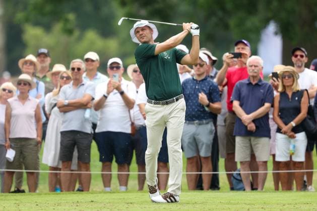Martin Kaymer (GER) am Abschlag,Tee, 36. BMW International Open 2025, Golf, DP World Tour, Herren, Runde 1, 03.07.2025 Eichenried Bayern Deutschland