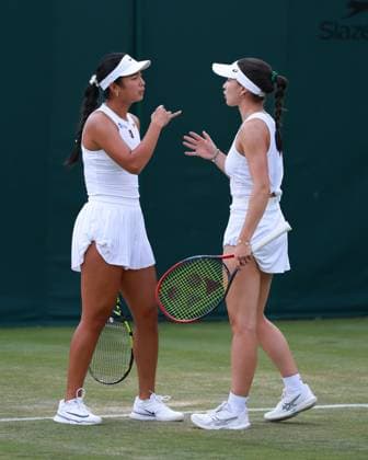 Alexandra Eala (PHI), Eva Lys (GER), Damen Doppel, Women s Doubles Tennis - Wimbledon 2025 - Grand Slam ITF ATP, Tennis Herren WTA, Tennis Damen - AELTC - London - - Great Britain - 3 July 2025. Copyright: xJuergenxHasenkopfx