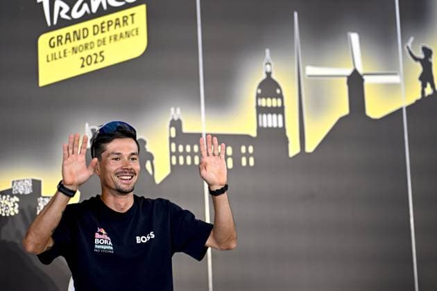 Slovenian Primoz Roglic of RedBull-BORA-hansgrohe pictured during a press conference, PK, Pressekonferenz of the headliners of the Tour de France 2025 cycling race, Thursday 03 July 2025, in Lille, France. The 112th edition of the Tour de France starts on Saturday 5 July in Lille, France, and will finish in Paris, France on the 27th of July. JASPERxJACOBS  x128360730x