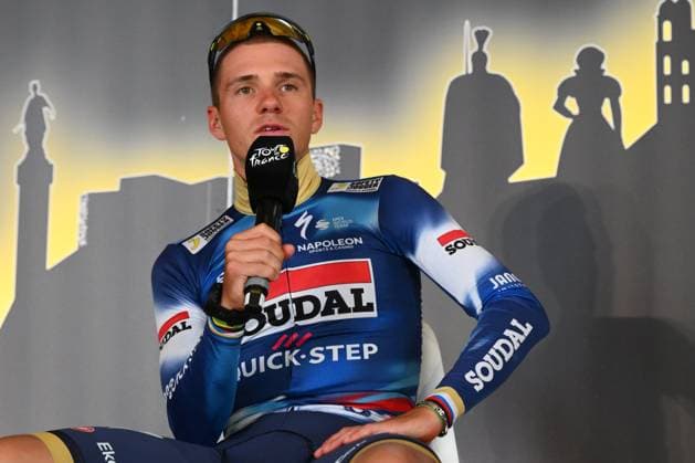 Tour de France 2025 03 07 2025 LILLE METROPOLE, FRANCE - JULY 03 : Evenepoel Remco (BEL) of Soudal - Quick Step talking to the press during a press conference, PK, Pressekonferenz and media activities ahead of the 112th edition of Tour de France an UCI World Tour 2.UWT cycling road race stage for Men Elite on July 3, 2025 in Lille Metropole, France, 03 07 2025 ( Motordriver Kenny Verfaillie - Lille Metropole France  Copyright: xVincentxKalutx