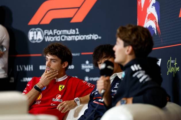 F1 - BRITISH GRAND PRIX 2025 LECLERC Charles (mco), Scuderia Ferrari SF-25, portrait press conference, PK, Pressekonferenz during the Formula 1 Qatar Airways British Grand Prix 2025, 12th round of the 2025 FIA Formula One World Championship, WM, Weltmeisterschaft from July 4 to 6, 2025 on the Silverstone Circuit, in Silverstone, United Kingdom - SilverstoneUnited Kingdom Copyright: xDPPIx