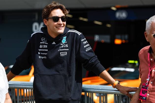 F1 - BRITISH GRAND PRIX 2025 RUSSELL George (gbr), Mercedes AMG F1 Team W16, portrait during the Formula 1 Qatar Airways British Grand Prix 2025, 12th round of the 2025 FIA Formula One World Championship, WM, Weltmeisterschaft from July 4 to 6, 2025 on the Silverstone Circuit, in Silverstone, United Kingdom - SilverstoneUnited Kingdom  Copyright: xDPPIx