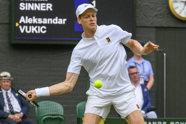 Wimbledon Tennis Championships - Day 4 LONDON, UNITED KINGDOM - JULY 03: Jannik Sinner of Italy plays in the Men’s singles second round match against Aleksandar Vukic (not seen) of Australia during day four of The Championships Wimbledon 2025 at All England Lawn Tennis and Croquet Club on July 03, 2025 in London, United Kingdom. Ray Tang Anadolu London United Kingdom. Editorial use only. Please get in touch for any other usage.  Copyright: x2025xAnadoluxRayxTangx
