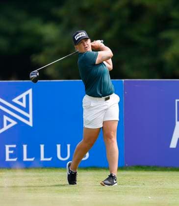 3rd July 2025; The O& x2019;Meara Course at Carton House, Maynooth, County Kildare, Ireland; KPMG Womens Irish Open Golf, Round 1; Anne-Charlotte Mora of France tees off on the 17th hole  ActionPlus12808536 PeterxFitzpatrick