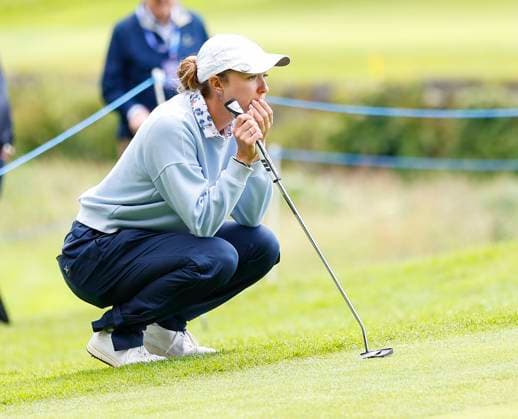 3rd July 2025; The O& x2019;Meara Course at Carton House, Maynooth, County Kildare, Ireland; KPMG Womens Irish Open Golf, Round 1; Polly Mack of German lines up her put on the 16th green  ActionPlus12808541 PeterxFitzpatrick