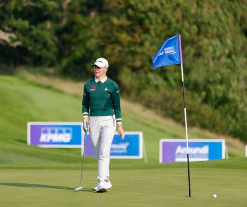3rd July 2025; The O& x2019;Meara Course at Carton House, Maynooth, County Kildare, Ireland; KPMG Womens Irish Open Golf, Round 1; Charley Hull of England reacts to a missed putt on the 18th green  ActionPlus12808554 PeterxFitzpatrick