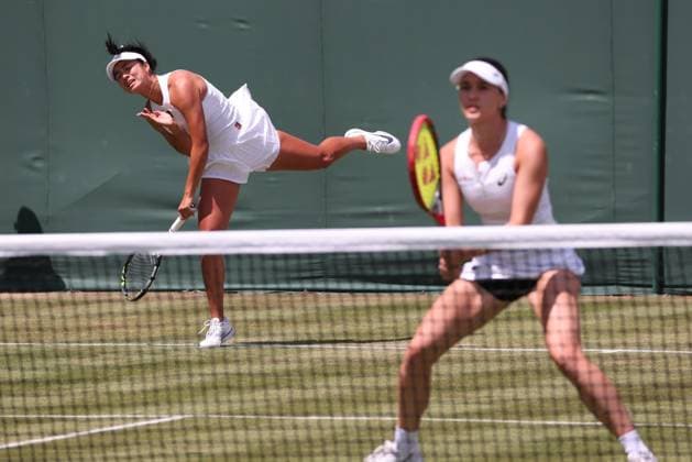 L-R. Alexandra Eala (PHI), Eva Lys (GER), Damen Doppel, Women s Doubles. Tennis - Wimbledon 2025 - Grand Slam ITF ATP, Tennis Herren WTA, Tennis Damen - AELTC - London - - Great Britain - 3 July 2025. Copyright: xJuergenxHasenkopfx