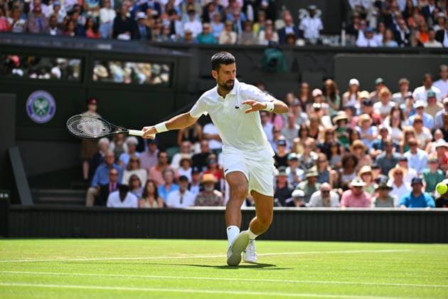 Wimbledon - 2nd Round Novak Djokovic (SRB) during his second round match at the 2025 Wimbledon Championships at the AELTC in London, GREAT BRITAIN, on July 3, 2025. Photo by Corinne Dubreuil ABACAPRESS.COM London United Kingdom  Copyright: xDubreuilxCorinne ABACAx