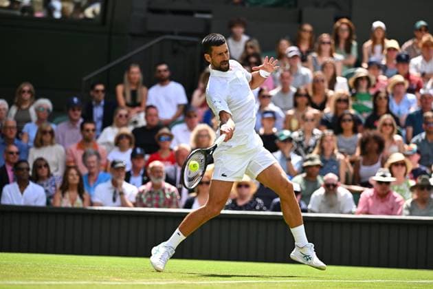 Wimbledon - 2nd Round Novak Djokovic (SRB) during his second round match at the 2025 Wimbledon Championships at the AELTC in London, GREAT BRITAIN, on July 3, 2025. Photo by Corinne Dubreuil ABACAPRESS.COM London United Kingdom  Copyright: xDubreuilxCorinne ABACAx
