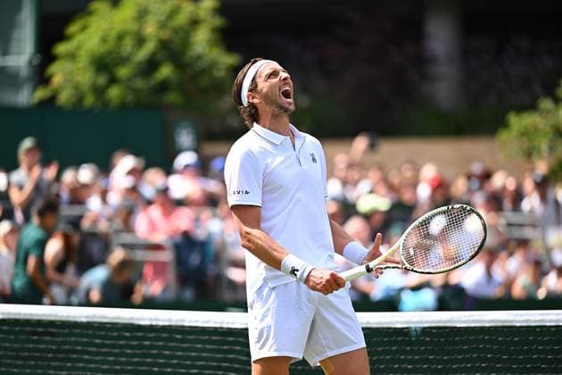 Wimbledon - 2nd Round Arthur Rinderknech (FRA) during his second round match at the 2025 Wimbledon Championships at the AELTC in London, GREAT BRITAIN, on July 3, 2025. Photo by Corinne Dubreuil ABACAPRESS.COM London United Kingdom  Copyright: xDubreuilxCorinne ABACAx