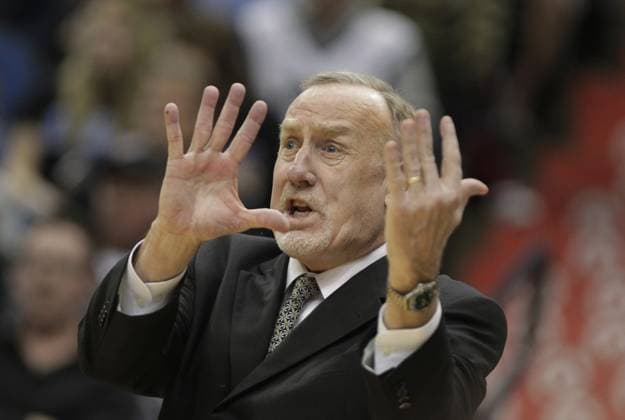 Jan. 10, 2012 - Minneapolis, MN, USA - Minnesota Timberwovles coach Rick Adelman gives instructions to his team in the fourth quarter against the Chicago Bulls at the Target Center in Minneapolis, Minnesota, on Tuesday, January 10, 2012. Chicago topped Minnesota, 111-100. Copyright: xJerryxHoltx