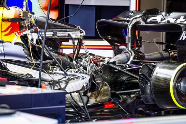 F1 - BRITISH GRAND PRIX 2025 Red Bull Racing RB21, mechanical detail of the engine power unit and gearbox during the Formula 1 Qatar Airways British Grand Prix 2025, 12th round of the 2025 FIA Formula One World Championship, WM, Weltmeisterschaft from July 4 to 6, 2025 on the Silverstone Circuit, in Silverstone, United Kingdom - SilverstoneUnited Kingdom  Copyright: xFLORENTxGOODENx