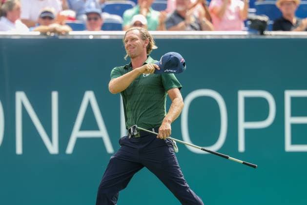 Marcel Siem (GER) Jubel nach seinem Eagle auf der 18, 36. BMW International Open 2025, Golf, DP World Tour, Herren, Runde 2, 04.07.2025 Eichenried Bayern Deutschland