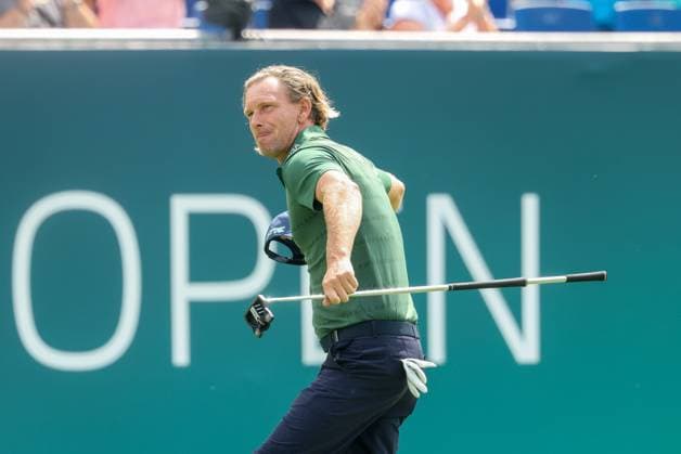 Marcel Siem (GER) Jubel nach seinem Eagle auf der 18, 36. BMW International Open 2025, Golf, DP World Tour, Herren, Runde 2, 04.07.2025 Eichenried Bayern Deutschland