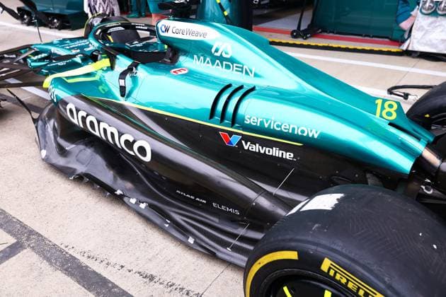 F1 - BRITISH GRAND PRIX 2025 Aston Martin F1 Team AMR25, mechanical detail floor edges engine, moteur cover aerodynamism, aerodynamic, aerodynamics during the Formula 1 Qatar Airways British Grand Prix 2025, 12th round of the 2025 FIA Formula One World Championship, WM, Weltmeisterschaft from July 4 to 6, 2025 on the Silverstone Circuit, in Silverstone, United Kingdom - SilverstoneUnited Kingdom Copyright: xEricxAlonsox