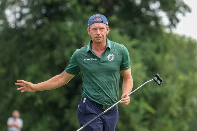 Marcel Siem (GER) auf dem Green, Jubel, 36. BMW International Open 2025, Golf, DP World Tour, Herren, Runde 2, 04.07.2025 Eichenried Bayern Deutschland