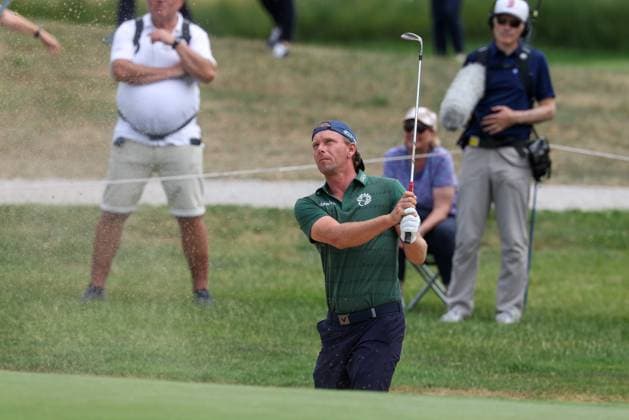 Marcel Siem (GER) schlaegt aus dem Bunker, Sand, 36. BMW International Open 2025, Golf, DP World Tour, Herren, Runde 2, 04.07.2025 Eichenried Bayern Deutschland