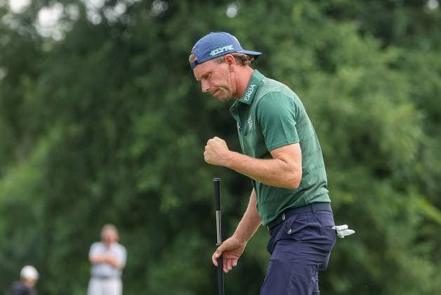 Marcel Siem (GER) auf dem Green, Jubel, 36. BMW International Open 2025, Golf, DP World Tour, Herren, Runde 2, 04.07.2025 Eichenried Bayern Deutschland