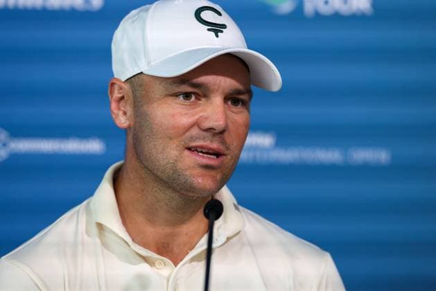 Martin Kaymer (GER) auf der Pressekonferenz nach der Runde 2, 36. BMW International Open 2025, Golf, DP World Tour, Herren, Runde 2, 04.07.2025 Eichenried Bayern Deutschland