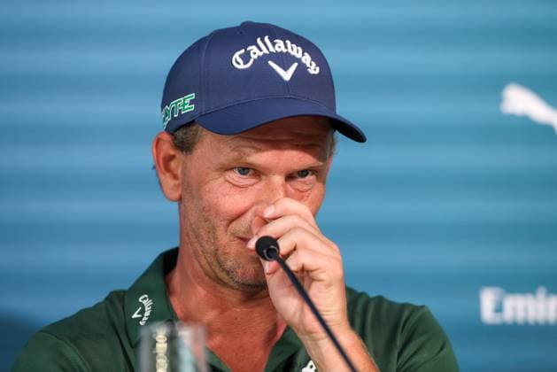 Marcel Siem (GER) auf der Pressekonferenz nach der Runde 2, 36. BMW International Open 2025, Golf, DP World Tour, Herren, Runde 2, 04.07.2025 Eichenried Bayern Deutschland