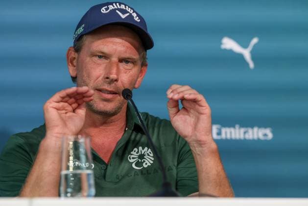Marcel Siem (GER) auf der Pressekonferenz nach der Runde 2, 36. BMW International Open 2025, Golf, DP World Tour, Herren, Runde 2, 04.07.2025 Eichenried Bayern Deutschland