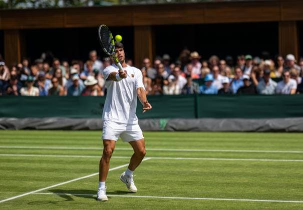 Tennis - Wimbledon Championship 2025 - Day 5 LONDON, ENGLAND - Friday, July 4, 2025: Carlos Alcaraz (ESP) training on court 7 during Day Five of The Championships Wimbledon 2025 at the All England Lawn Tennis and Croquet Club. (Photo by Kirsten Holst Propaganda) LONDON All England Lawn Tennis and Croquet Club GREATER LONDON ENGLAND  Copyright: xKirstenxHolstx 2025-07-04-024-Wimbledon_2025_Day_5