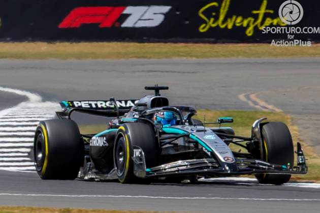 4th July 2025; Silverstone Circuit, Northamptonshire, England; Formula 1 2025 Qatar Airways British F1 Grand Prix; Free Practice Day; Mercedes-AMG Petronas F1 Team driver George Russell in his Mercedes F1 W16 Mercedes-AMG F1 M16 during free practice 1  ActionPlus12808894 TimxWilliams