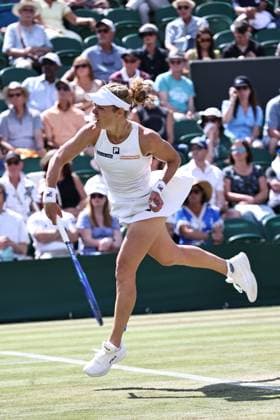 Laura Siegemund, GER, during third round of 2025 All England Lawn Tennis Championships at Wimbledon, womens singles, London, 04 07 2025; -