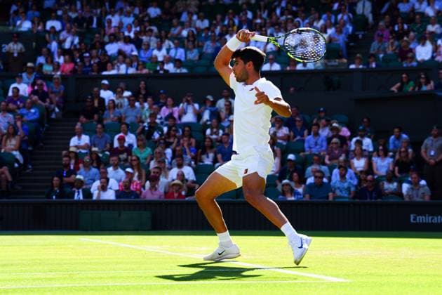 Carlos Alcaraz during his third round match Wimbledon Tennis Championships, Day 5, The All England Lawn Tennis and Croquet Club, London, UK - 04 Jul 2025London The All England Lawn Tennis and United Kingdom  Copyright: xJavierxGarcia Shutterstockx 15384469go