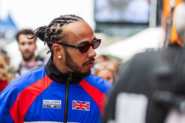 2025 Formula One British Grand Prix Silverstone Circuit, Towcester, United Kingdom. 4.July.2025; Lewis Hamilton of Great Britain and Scuderia Ferrari arrives in the paddock during Formula One British Grand Prix Towcester Silverstone Circuit United Kingdom Copyright: xJayxHiranox
